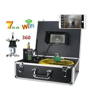 7 inch Wifi DVR 30M 50MPipe Inspection Video Camera Drain Sewer Pipeline Industrial Endoscope 360 Degree Rotating Camera 38 LEDs