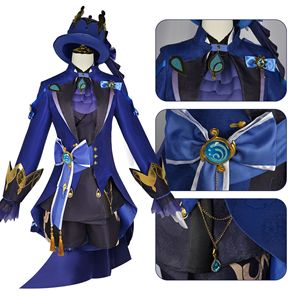 Disfraz de mujer de lujo Anime <span class=keywords><strong>Cosplay</strong></span> trajes juego Genshin Impact Furina <span class=keywords><strong>Cosplay</strong></span> disfraz Focalors vestir con sombrero - Product Image 3
