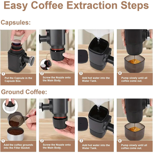 Cafetera Portátil Manual 2 en 1, Mini Máquina de Espresso para Cápsulas y Café Molido, Ideal para Viajes, Campamentos, Hogar y Uso al Aire Libre - Product Image 4