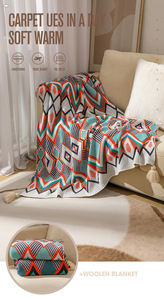 Queue de lit ethnique couverture de canapé tricotée bohème climatisation sieste décoration d'hiver couverture Raschel solide <span class=keywords><strong>Plaid</strong></span> géométrique - Product Image 6