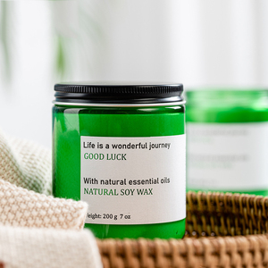 Bougie parfumée en cire de soja personnalisable, pot vert, faite à la main, sans fumée, ornement créatif pour chambre à coucher, bougie parfumée - Product Image 3