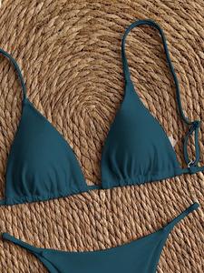 Bikini Triangular Estilo Europeo Americano 2025, Traje de Baño Sexy Brasileño, para Vacaciones en la Playa, Spandex/Nylon - Product Image 5