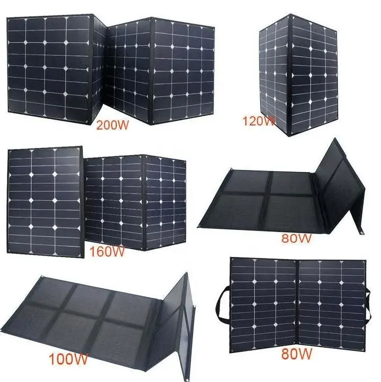 접이식 야외 휴대용 패널 100W 200W 가방 노트북 충전기 접이식 태양 전지 패널 휴대용 발전소