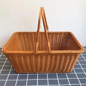 Cesto <span class=keywords><strong>da</strong></span> Picnic Grande in Rattan PP Intrecciato, Fatto a Mano, Ecologico, Impermeabile, Moderno, Personalizzabile, per Conservare Pane e Frutta - Product Image 1