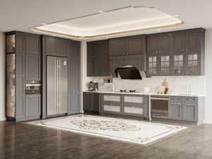 Oppein Trung Quốc thực hiện Chất lượng cao màu be phong cách Mỹ PVC sơn mài Shaker tủ bếp với ngăn kéo - Product Image 3