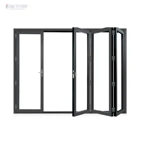 Fuson定制热卖铝合金玻璃双折门Puertas De Cristal Para外部防水设计折叠门