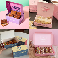 Boîtes à pâtisserie en carton rose de qualité alimentaire, biodégradables, emballages pour beignets sucrés, emballages pour pâtisserie, boîte à biscuits personnalisée avec sacs en papier