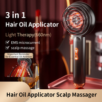 Peigne Applicateur d'Huile Capillaire Électrique Portable 2026 Bestseller en Acier Inoxydable avec Lumière Rouge pour Massage du Cuir Chevelu