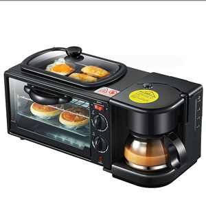 En stock : Appareil multifonctionnel électrique 3-en-1 grande capacité 9L pour petit-déjeuner, machine à café et four à pizza avec couvercles intégrés - Product Image 2