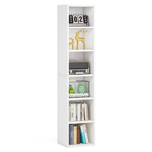 Tribesigns 6-Tier Books Storage Cabinet Living Room Wood <strong>Cube</strong> Bookcase White Corner <strong>Shelf</strong> - Product Image 5