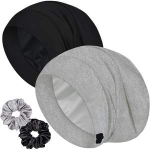 Gorro para dormir ajustable con forro de satén, gorro de protección para el cabello para mujeres y hombres, uso informal, para las cuatro estaciones, uso doméstico - Product Image 1