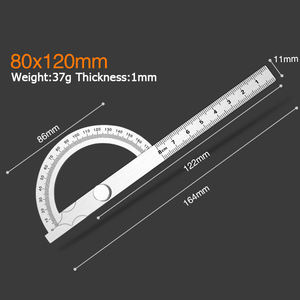 สแตนเลสปรับหัวกลมมุม Protractor 0-180องศาวัดด้วยเลเซอร์แกะสลักขนาด - Product Image 4