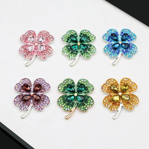 Neue Kristall Edelstein Blatt Klee Legierung High Glitter ing Diamond DIY Schmuck Junk Charms flache Rückseite Zubehör Strass - Product Image 5