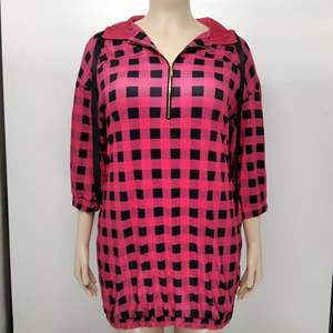 Popular Products <strong>Plus</strong> <strong>Size</strong> Women's <strong>Tartan</strong> Print Hooded Zipper Short Sleeve Tie <strong>Dress</strong> Women - Product Image 3