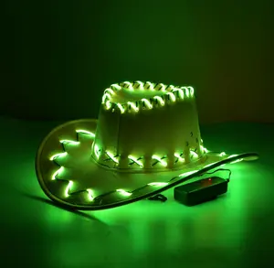 Sombreros de vaquero de lentejuelas intermitentes para adultos 2024, sombreros iluminados con cable de neón LED para conciertos de carnaval, sombreros de fiesta de noche de verano