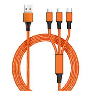 Two Cores 100cm Braided 3 in 1 <strong>Multi</strong> USB <strong>Charger</strong> New Products 2024 USB Charging Cable for IPhone. - Product Image 3