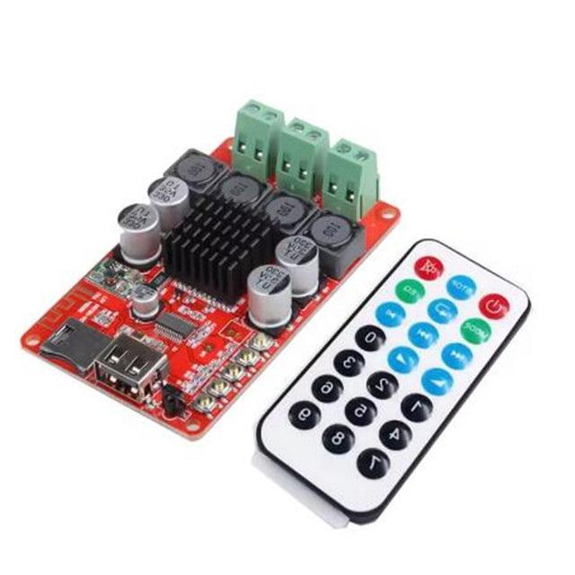 TPA3116 50W*2 BT Receiver Digital Audio AMP Board TF Card U Disk Player FM Radio With Remote for Speaker 85*52MM