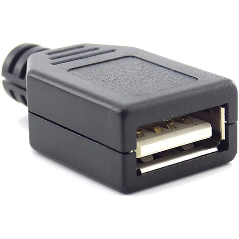 USB 2.0 Connector Type A Female Port Socket with Black Plastic Cover DIY Connector