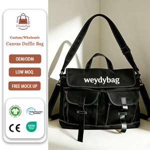 Bolsa de Lona Resistente con Logotipo Personalizado, Bolsa de Viaje Tipo Bandolera, Gran Capacidad y Múltiples Bolsillos, Maletín de Trabajo Elegante, Bolsa de Lona - Product Image 1