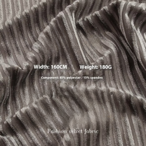 180G Sọc Dọc Kết Cấu 85% <span class=keywords><strong>Polyester</strong></span> 15% Spandex Dệt Kim Stretch Nhung Vải Cho Quần Áo Sofa Rèm - Product Image 2