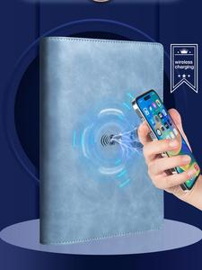 Carnet de notes professionnel en <span class=keywords><strong>cuir</strong></span> PU A5 personnalisé, <span class=keywords><strong>bloc</strong></span>-notes à pages mobiles <span class=keywords><strong>rechargeable</strong></span> changeant de couleur avec chargeur filaire et sans fil - Product Image 4