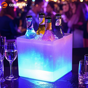 Chất Lượng Cao Bán Chạy Nhất Nước Đá Xô Nước Giải Khát Bồn Cho Khuyến Mãi Đảng Thanh Vodka Vuông <span class=keywords><strong>LED</strong></span> Đầy Màu Sắc Đèn Nhựa Xô Đá - Product Image 1