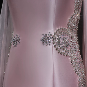 Vestidos de noche de dos piezas con manga larga Lsz326, cuello cuadrado con cristales, vestidos formales elegantes para mujer, Jancember - Product Image 5