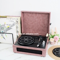 Gramófono de vinilo con 3 velocidades, máquina de grabación, compatible con USB/BT/salida RCA/conector de auriculares/teléfonos móviles