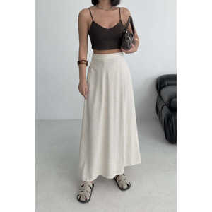 Falda Larga de Lino con Cintura Elástica, Falda Maxi Fluida y Cómoda para Mujer, 100% Lino - Product Image 2