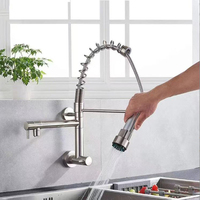 Robinet de cuisine moderne en acier inoxydable 304 pour hôtel, robinet mural à eau froide avec douchette extractible pour évier de cuisine