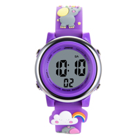 Montre numérique étanche à LED lumineuse 3BAR OEM/ODM pour enfants, style dessin animé sportif, certifiée CE/ROHS, résistante à l'eau, 33 mm, acrylique