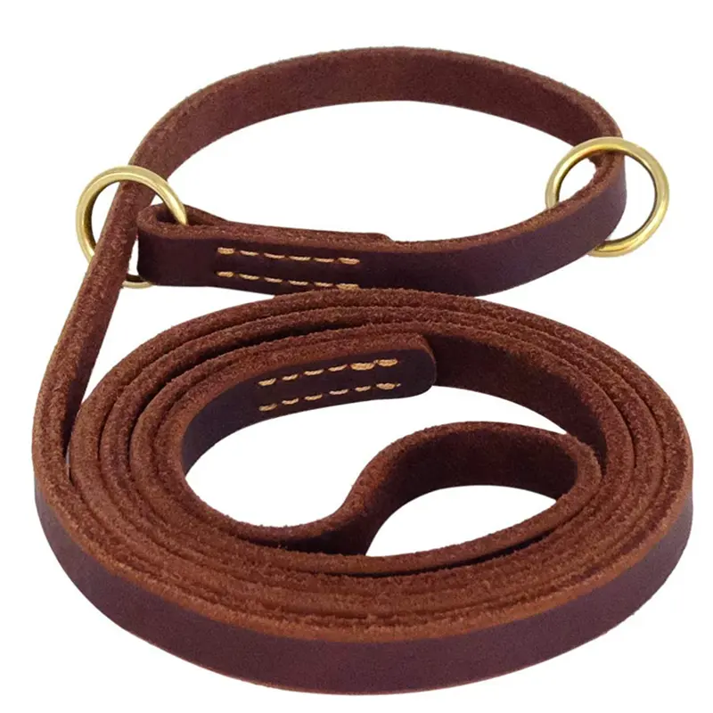 High Quality Leather Dog Slip Leash Collar  Multi-Function Pet Lead for Dogs
