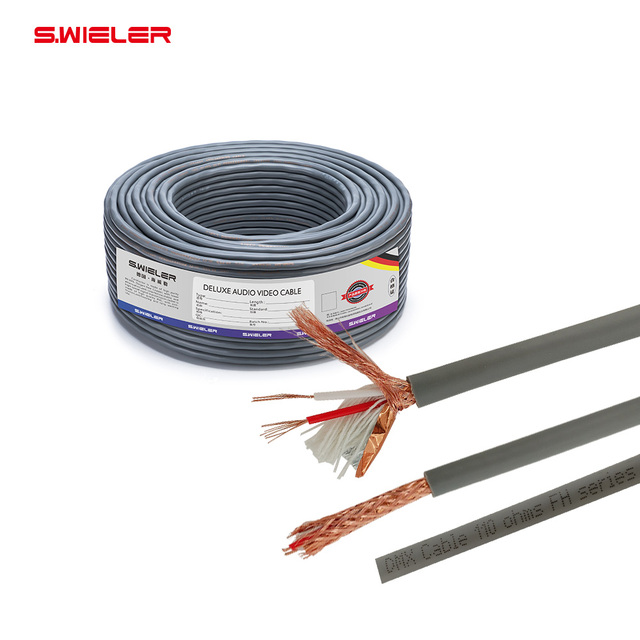 Color Grey Dmx Stage Light Control Cable OFC Copper Low Interference Flexible 2Core Dmx 512 signal Cable Dmx Cables 110 Ohm Roll
