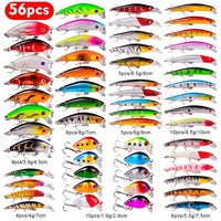 Nouveaux Leurres de Pêche Rigides, Mixte de Couleurs, Wobbbler Minnow avec Hameçons Triples, Kit d'Appâts Durs pour la Pêche