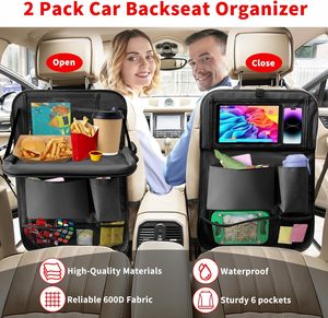 Organisateur de siège auto multifonctionnel anti-coup de pied <span class=keywords><strong>avec</strong></span> plateau, support <span class=keywords><strong>tablette</strong></span> pliable et sac de rangement, accessoire facile à suspendre - Product Image 3