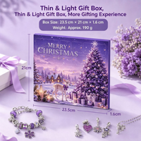 Weihnachts-Adventskalender 31 Tage Lila DIY Charm-Armband Bastelset Mädchen Perlen Schmuck Countdown Überraschungsbox Geschenkset Großhandel
