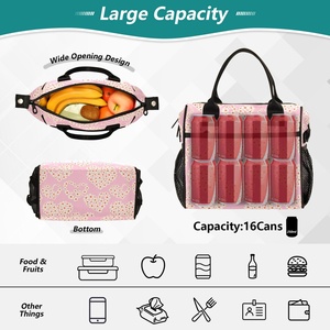 Bolsa de Almuerzo de Poliéster Rosa Hawaiano con Impresión Personalizada de Gran Capacidad, Cómoda de Llevar y Reutilizable - Product Image 4