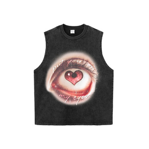 <span class=keywords><strong>Camiseta</strong></span> de algodón holgada de manga corta con cuello redondo y estampado de ojos estilo hip-hop retro americano transfronterizo, top de pareja de moda urbana - Product Image 3