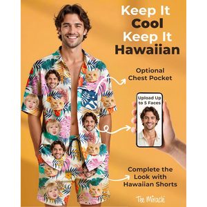 Chemise hawaïenne personnalisée Printualist avec photo, motif floral tropical, boutonnée, pour homme, unisexe, taille adulte - Product Image 3