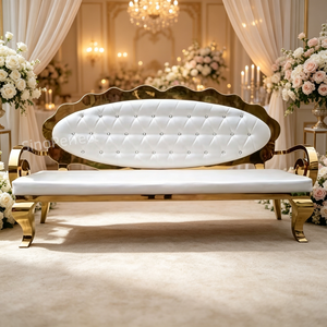 Ensemble de canapés en velours crème avec pieds en acier inoxydable de style moderne, meubles de maison, décoration de mariage, canapé pour événements et fêtes pour la mariée et le marié - Product Image 1