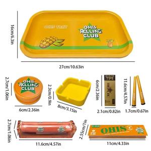 Posacenere in Latta, Plastica e Silicone con Porta Grinder per Sigarette, Stile Europeo Rettangolare per Set di Accendini - Product Image 1