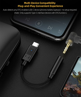 Adaptador de Audio KZ AM02 con Función de Ajuste de Efectos de Sonido de Grado Profesional Integrada, Decodificador Digital Portátil Tipo-C a 3.5mm