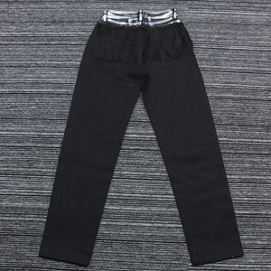 Jean droit noir foncé personnalisé style streetwear audacieux et avant-gardiste avec panneau de taille recouvert de feuille d'argent - Product Image 2