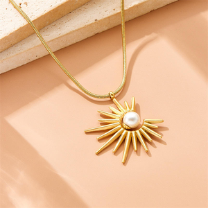Colgante <span class=keywords><strong>de</strong></span> perla <span class=keywords><strong>de</strong></span> girasol vintage, cadena <span class=keywords><strong>de</strong></span> clavícula, collar <span class=keywords><strong>de</strong></span> <span class=keywords><strong>acero</strong></span> <span class=keywords><strong>inoxidable</strong></span>, pendientes, anillo, conjunto <span class=keywords><strong>de</strong></span> joyería <span class=keywords><strong>de</strong></span> tres piezas para mujer N2409093 - Product Image 4
