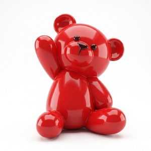 Estatua de Oso Rojo de Resina, Escultura de Animal de Fibra de Vidrio, Figura Decorativa Moderna para Decoración del Hogar y Exteriores, Exhibición Personalizada - Product Image 1