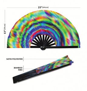 Custom Printed Traditional Style Bamboo Large Folding Hand Fans for Events Dance Performances Festivals <b>Gifts</b> - Product Image 2