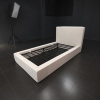 Ensemble trois pièces minimaliste carré rembourré, montage facile, cadre de lit double avec tête de lit