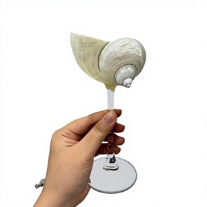 Handmade Seashell Cocktail Glass On Gold Stand Modern Decor Gift Item - Product Image 3