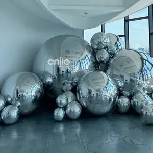 Giant Outdoor Shopping Mall Christmas decorations 2m Silver Reusable big bubble shiny inflatable mirror ball