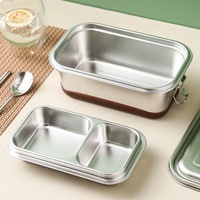 Boîte à déjeuner en acier inoxydable 304 réutilisable, boîte à Bento en métal